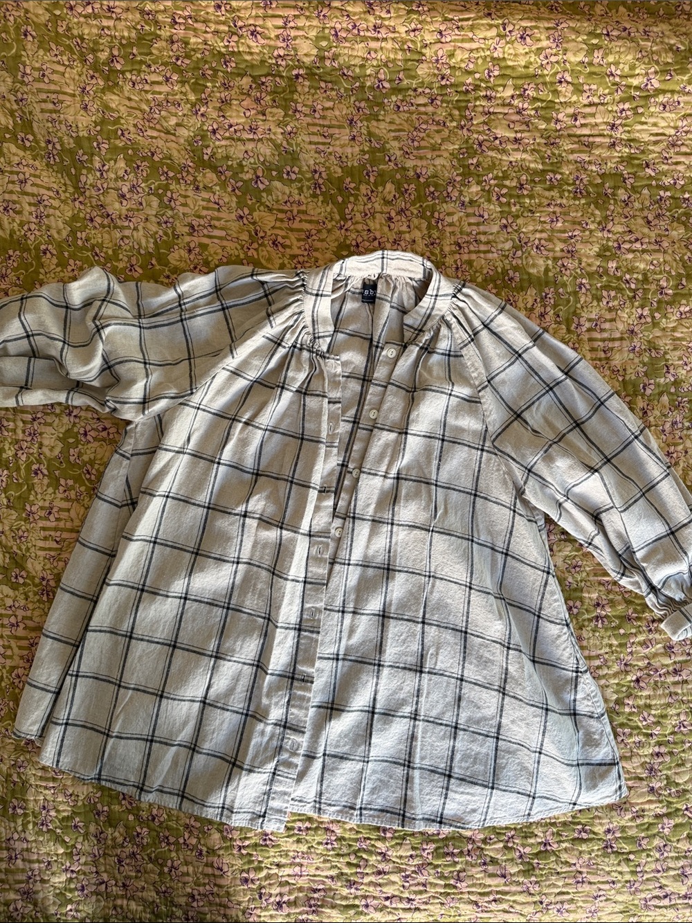 Esby Ivory and Black Plaid Top